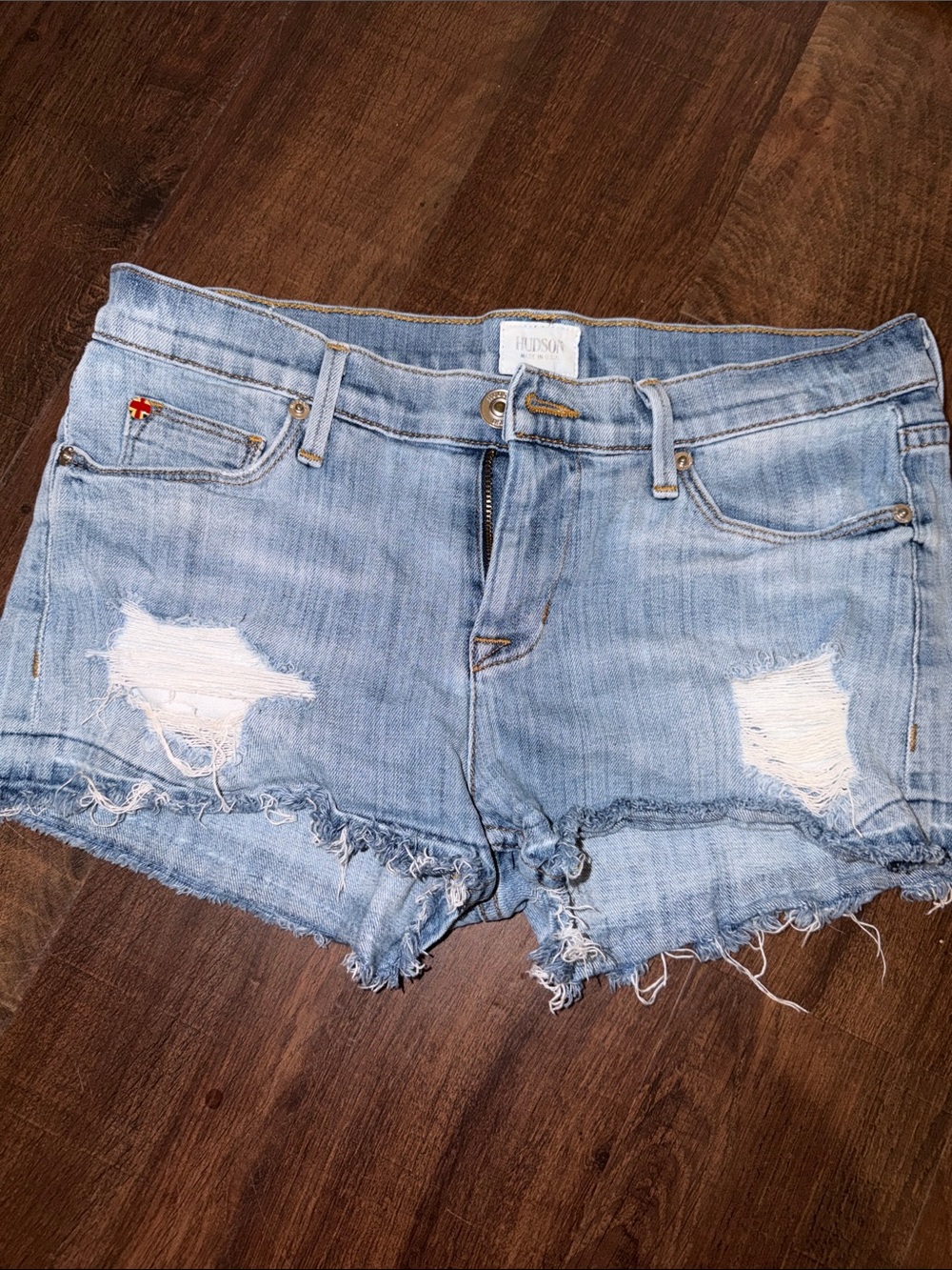 Hudson Jeans Light Blue Distressed Denim Cutoff Shorts